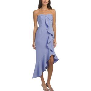 LIV FOSTER Strapless Crepe Ruffle Cocktail Dress